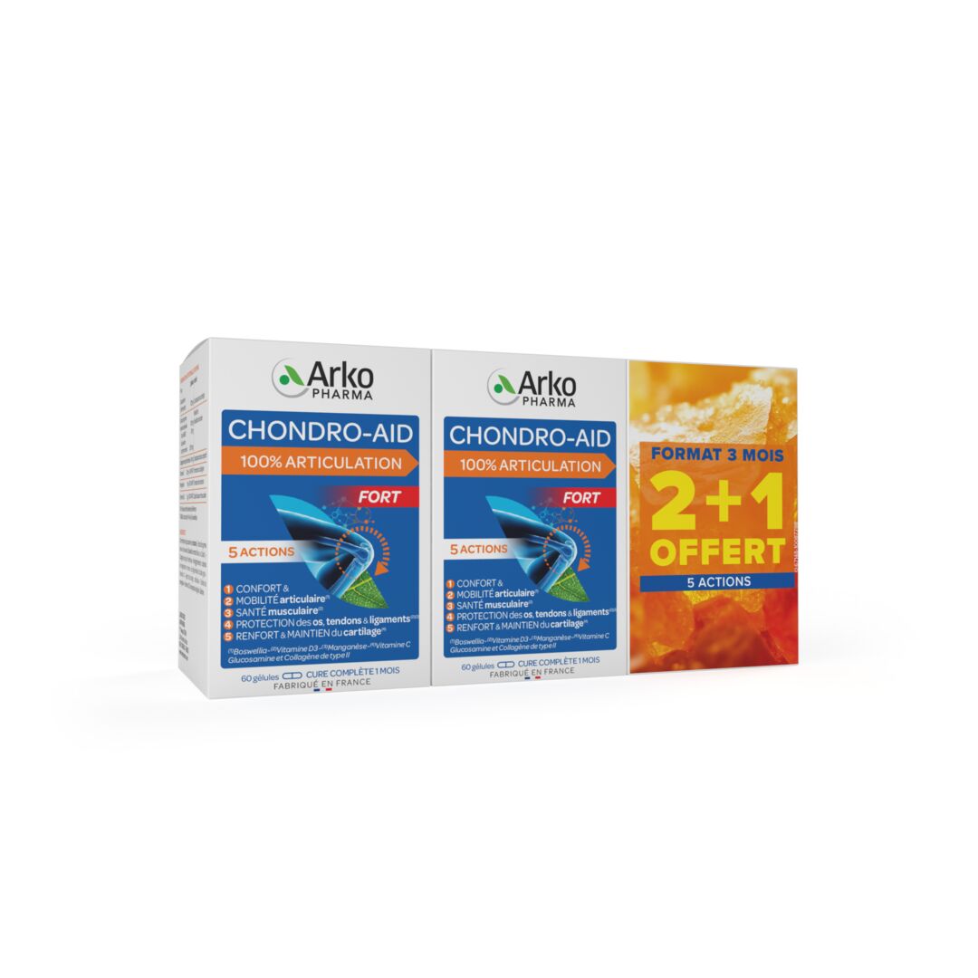 Arkopharma Chondro-Aid® 100% Articulation - Lot 2 mois + 1 mois offert 180 gélules