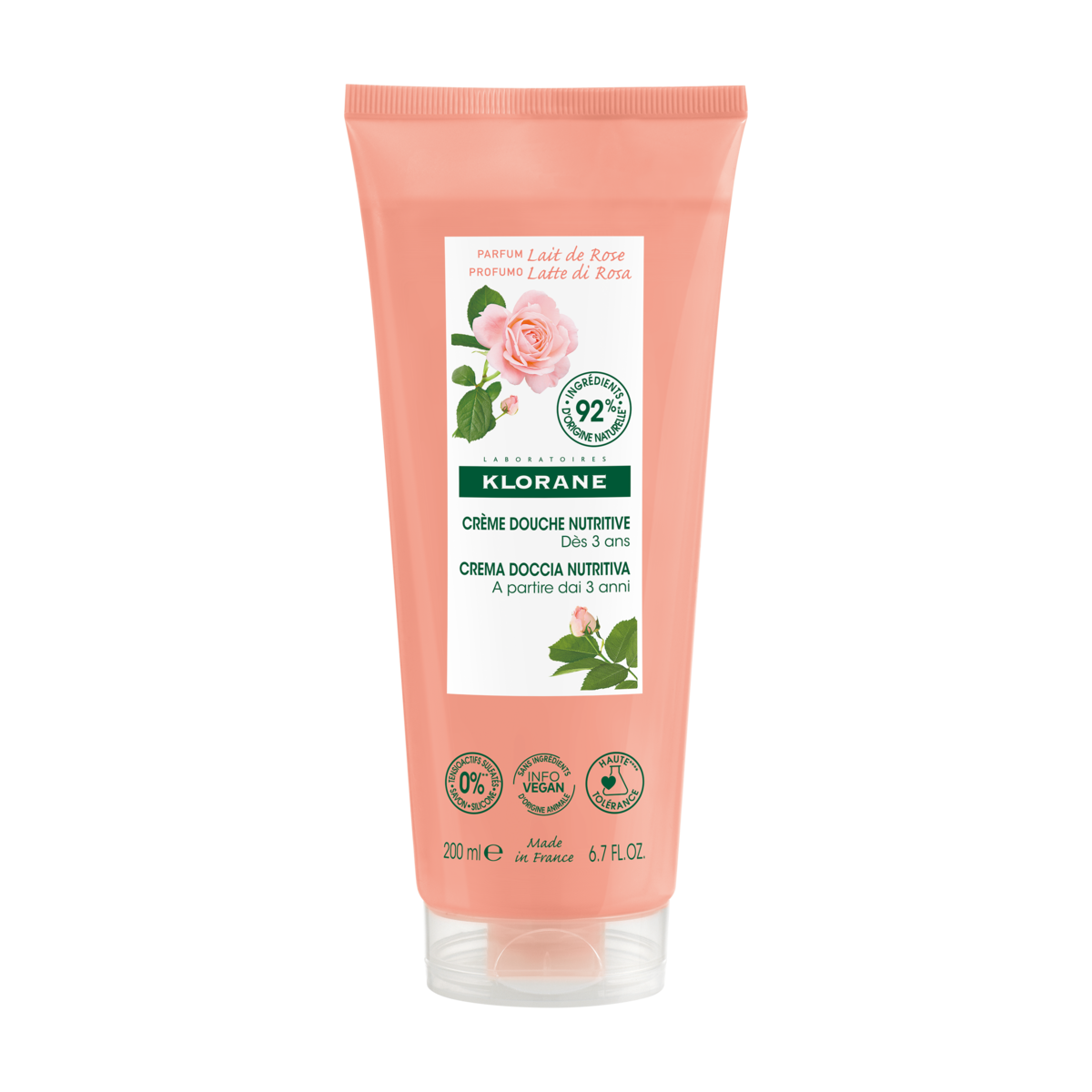 Klorane Crème douche au parfum Lait de Rose 200 ml