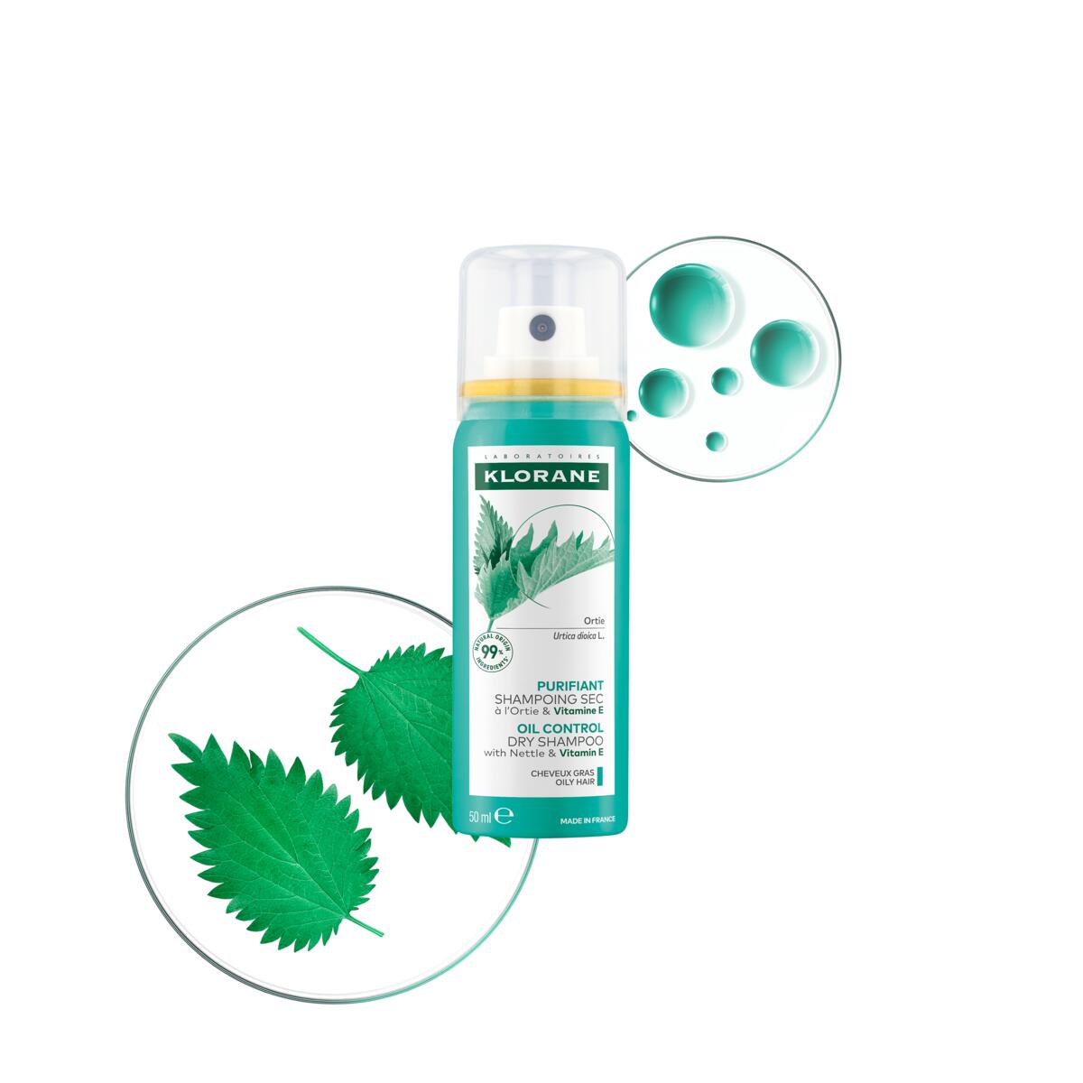Klorane Purifiant Shampoing sec à l'Ortie et Vitamine E 50 ml