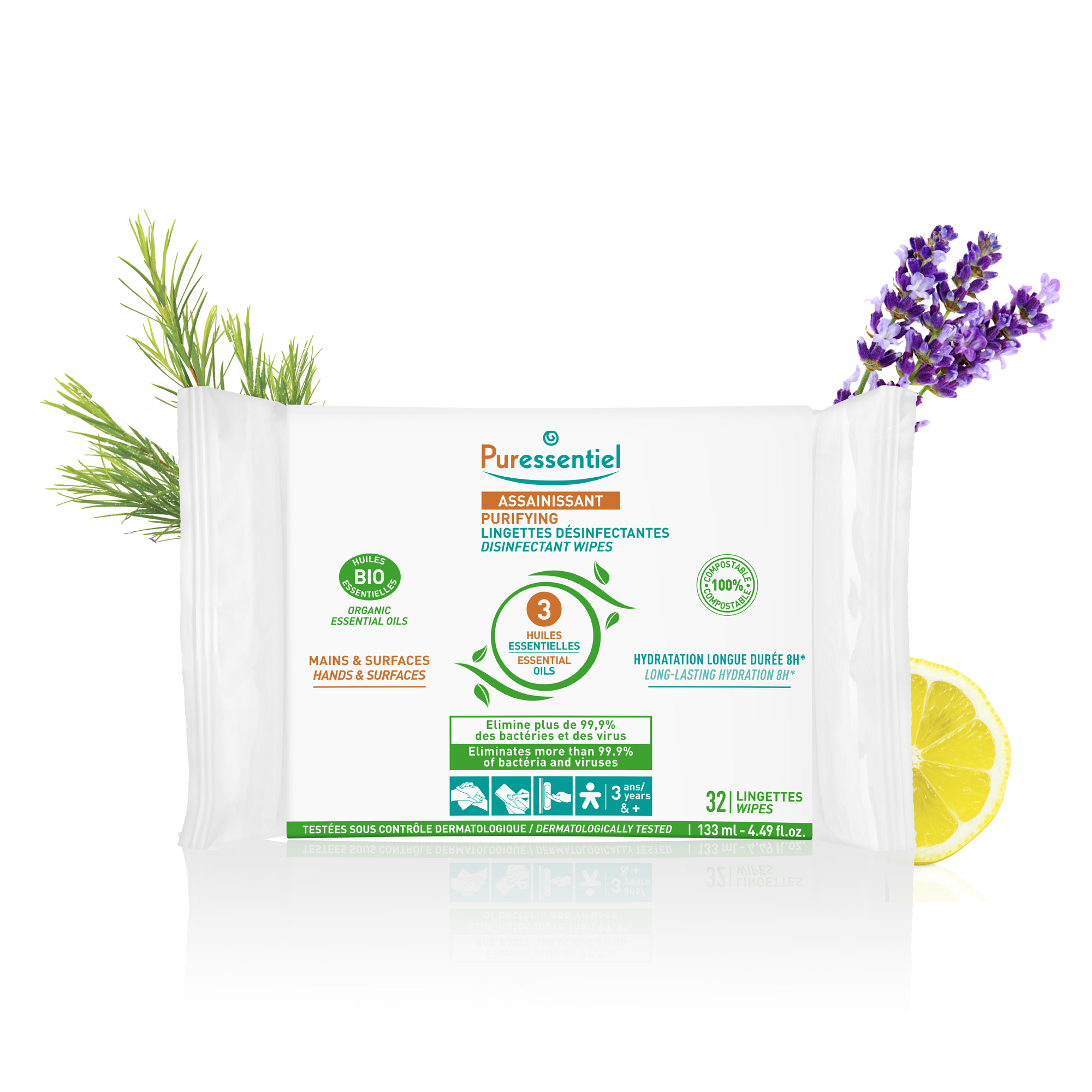Puressentiel Lingettes désinfectantes 32 lingettes