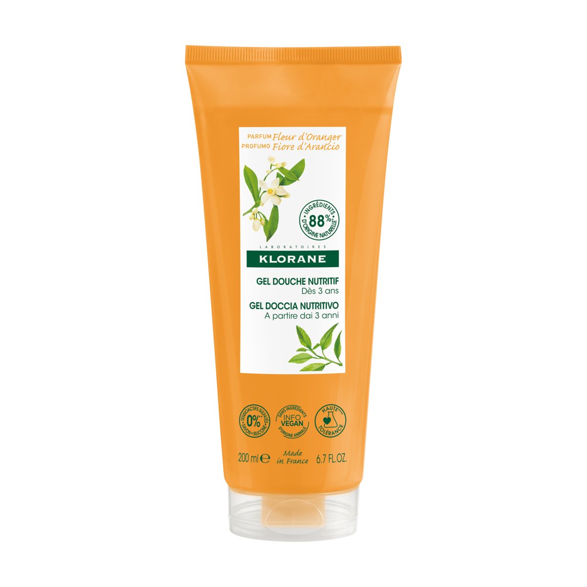 Klorane Gel douche au parfum Fleur d'Oranger 200 ml