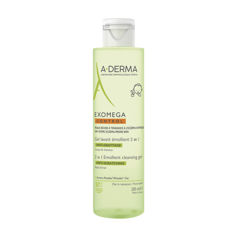 A-Derma Exomega Control Gel lavant émollient 2 en 1 anti-démangeaisons 200 ml