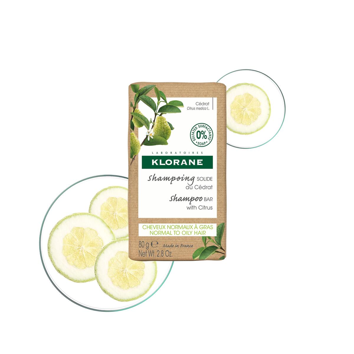 Klorane Shampoing Solide au Cédrat — Cheveux normaux à gras 80gr