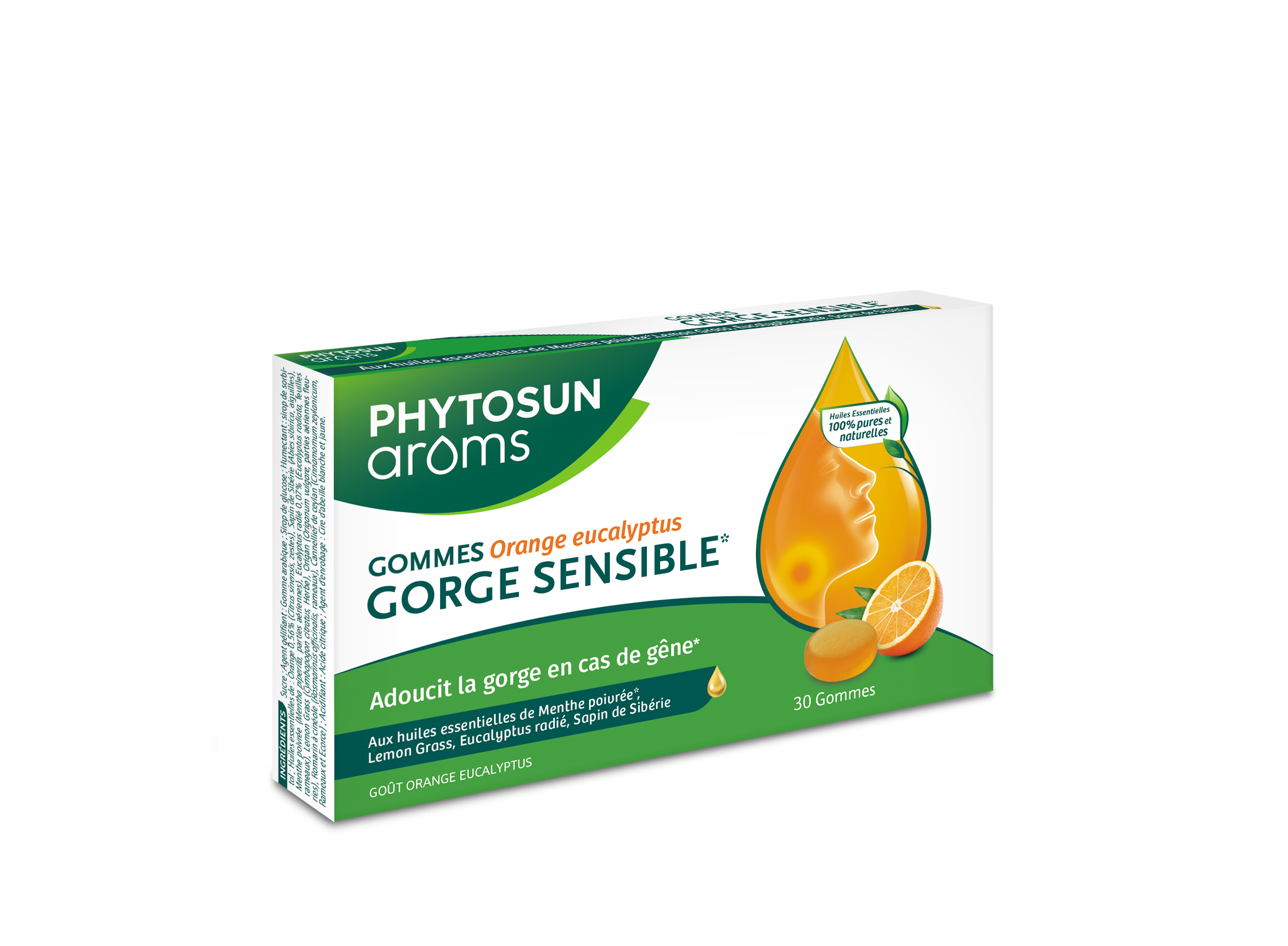 Phytosun Arôms Gommes gorge sensible (goût orange eucalyptus) 30 gommes