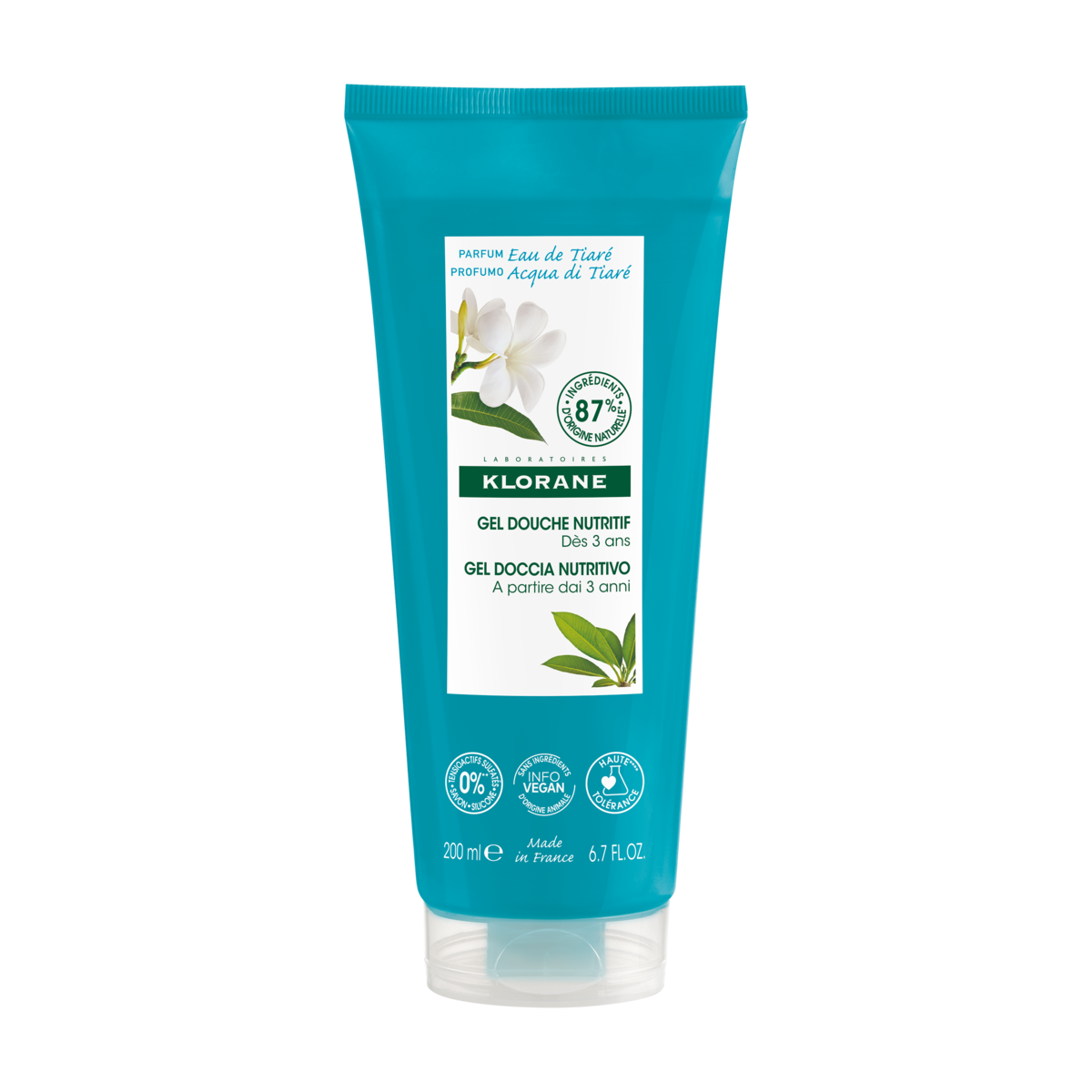 Klorane Gel douche au parfum Eau de Tiaré 200 ml