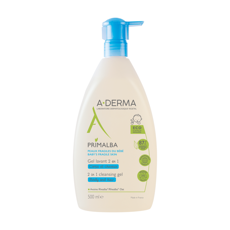 A-Derma Primalba Gel lavant 2 en 1 bébé corps et cheveux 500 ml
