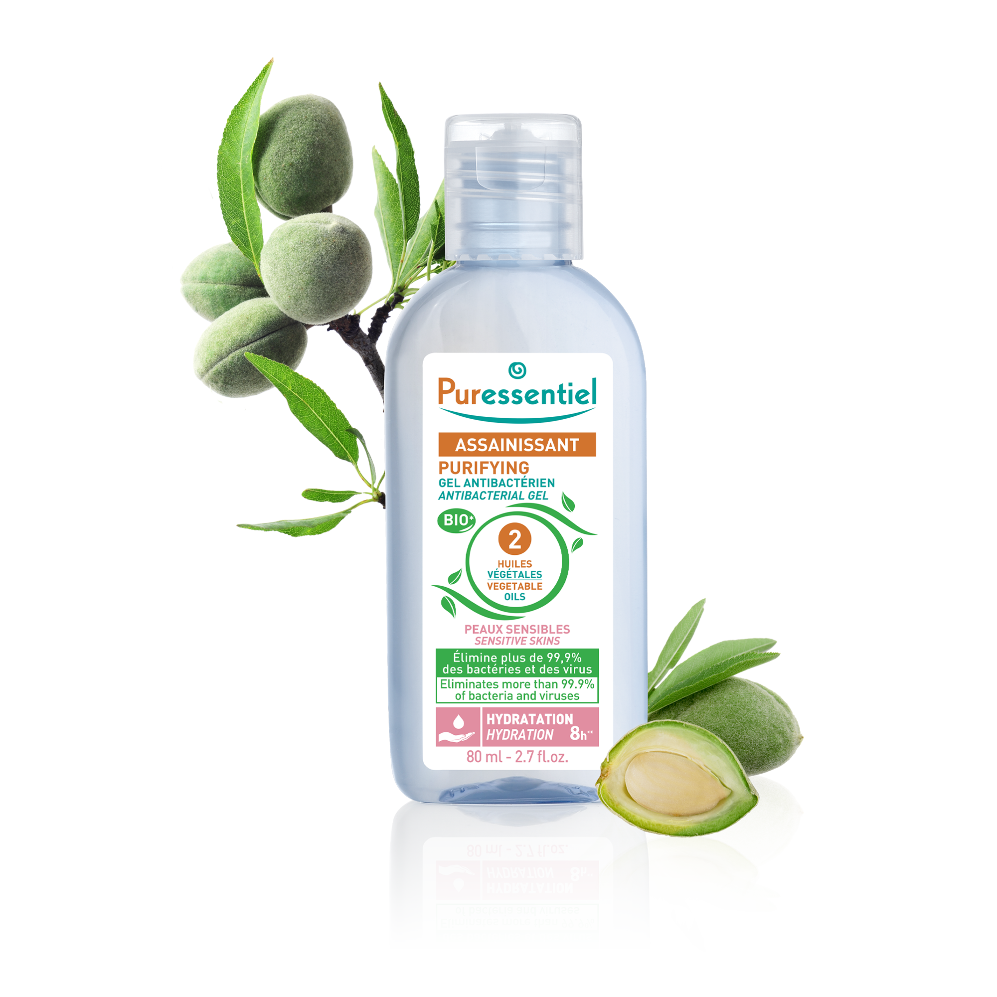 Puressentiel Gel antibactérien Assainissant peaux sensibles 80 ml