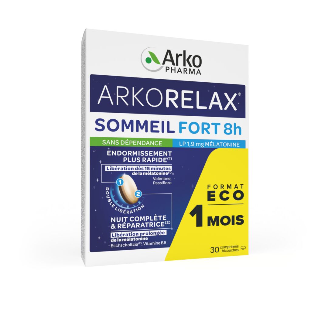 Arkopharma Arkorelax® Sommeil Fort 8H XL - 30 comprimés - 1 mois dont 1 semaine Offerte