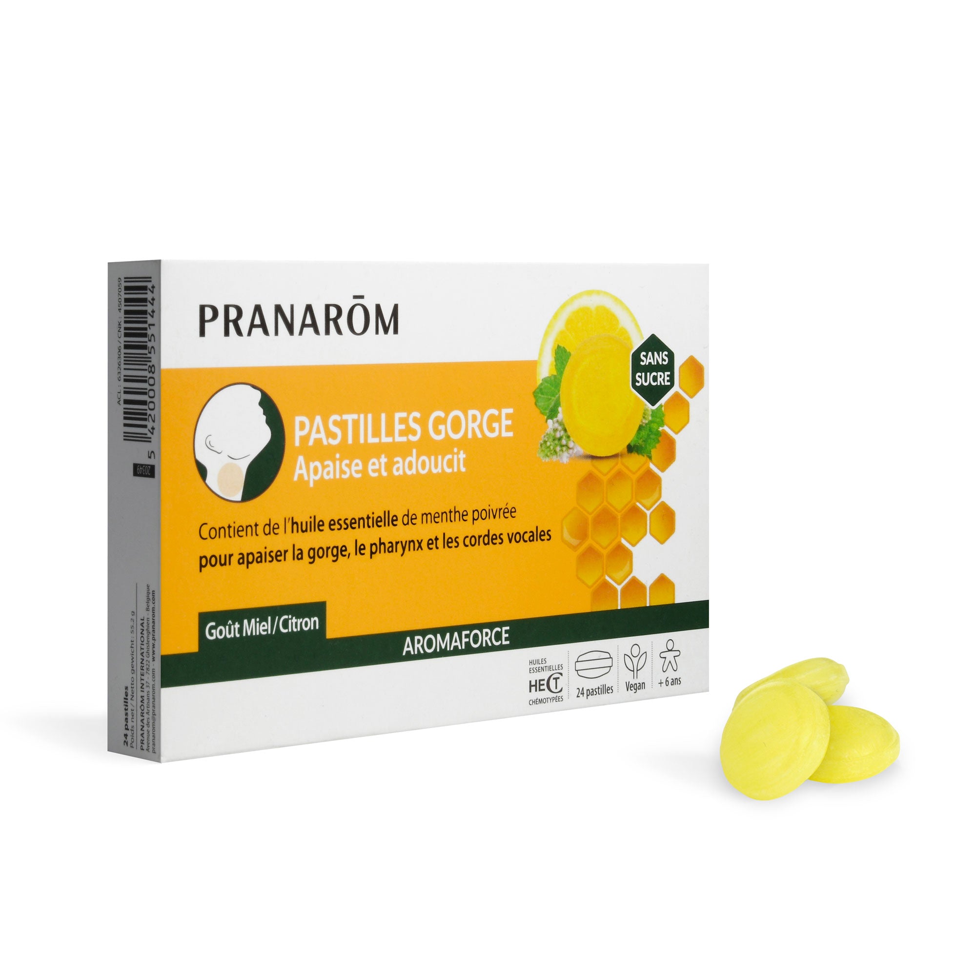 Pranarôm Pastilles gorge au miel et citron 24 pastilles