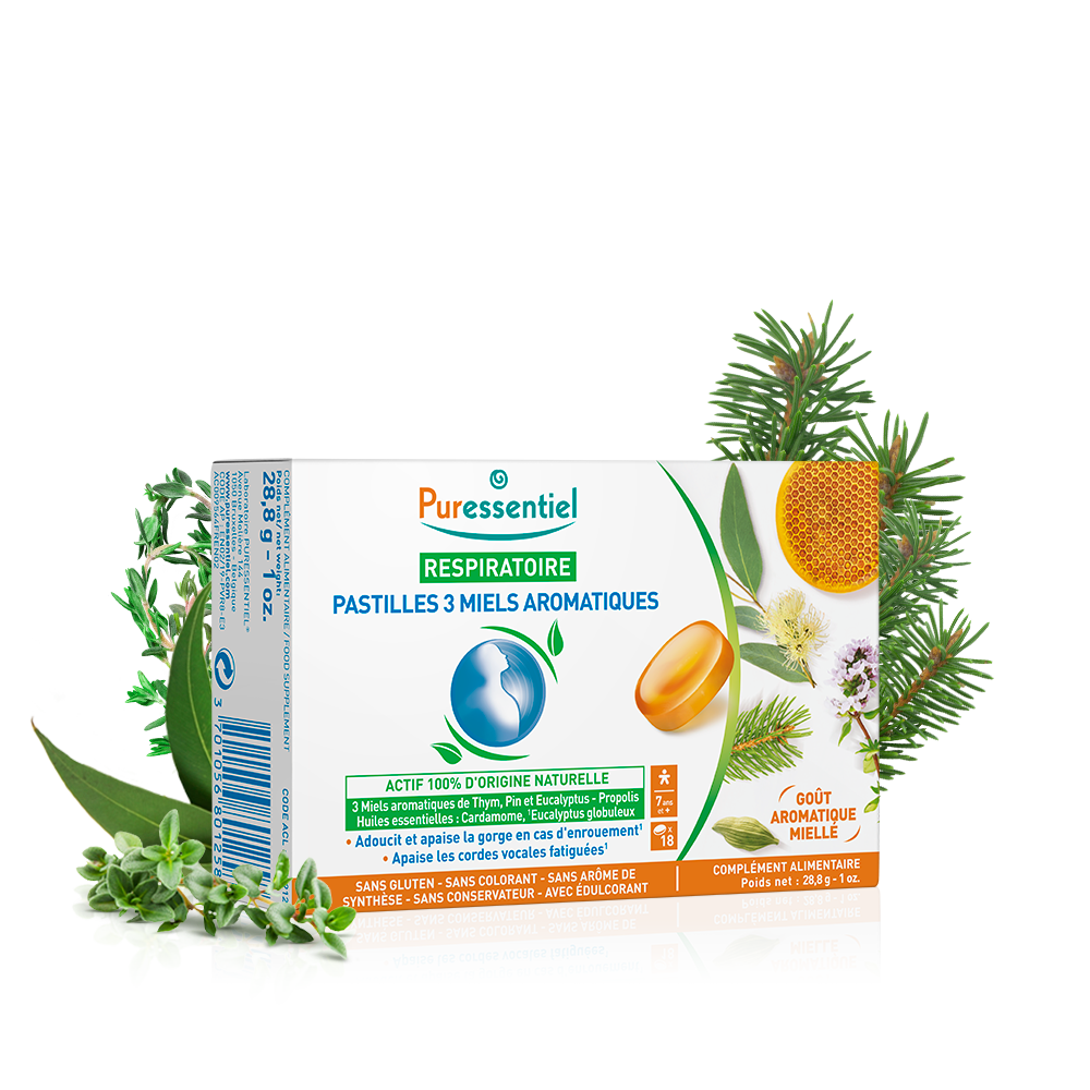 Puressentiel Pastilles Respiratoire aux 3 miels aromatiques 18 pastilles